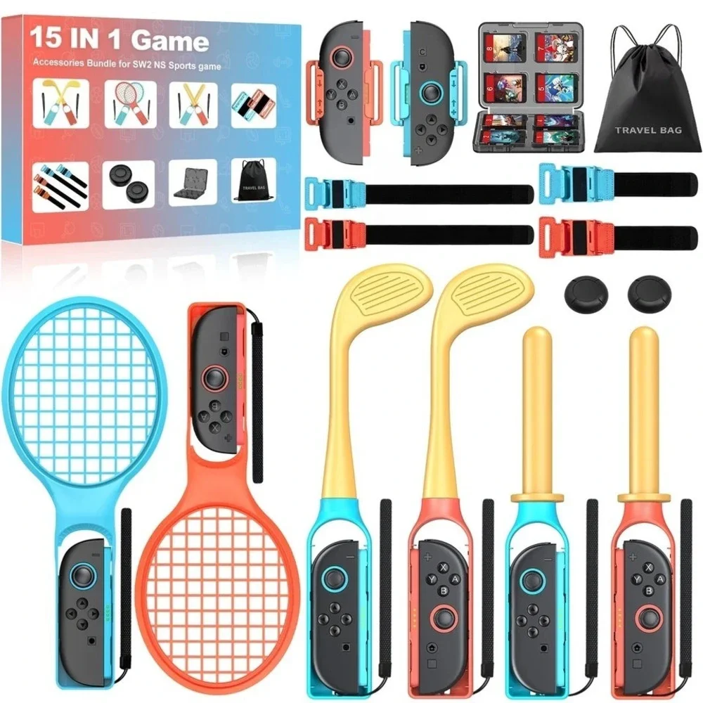 15 in 1 Switch 2 Sports Bundle Accessories Kit For Nintendo Switch 2 Joy con